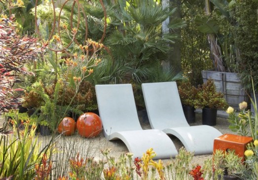 Comfy Concrete Chaises. Photo courtesy of Flora Grubb Gardens.